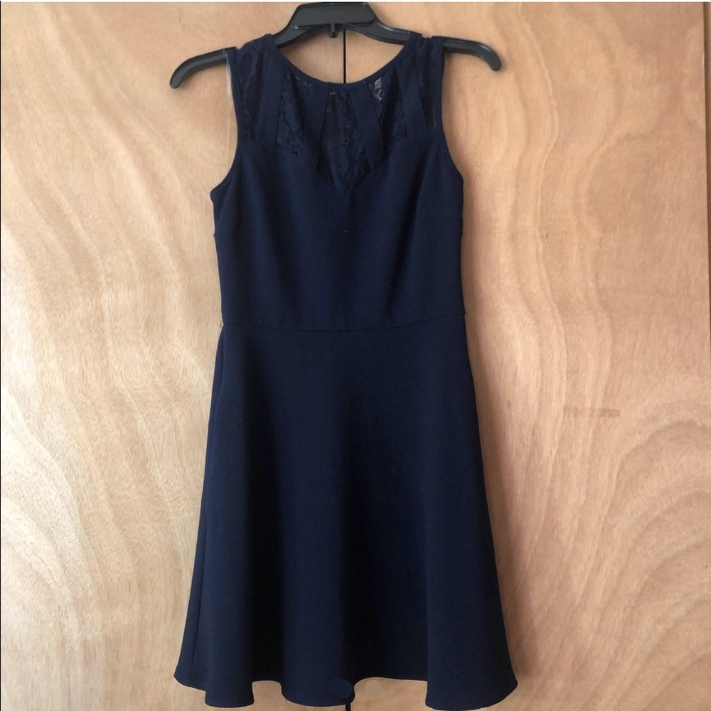 Navy blue knee height dress with pockets